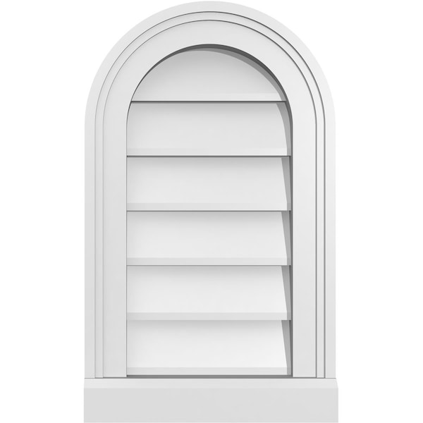 Ekena Millwork Round Top Surface Mount PVC Gable Vent w/ 2"W x 2"P Brickmould Sill Frame, 12"W x 20"H GVPRT12X2003SN - main
